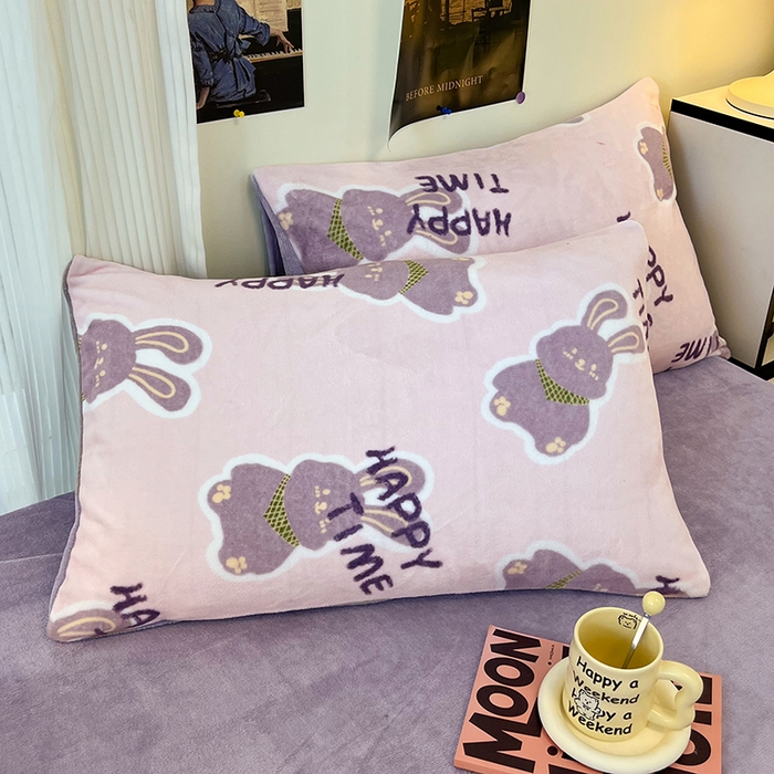 91家纺网 家纺一手货源 找家纺 HL原创 2025新款牛奶绒单品被套单件被套 紫韵兔兔