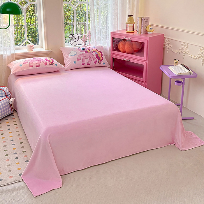 91家纺网 家纺一手货源 找家纺 ds生活馆 2025新款大版高克重双面牛奶绒四件套 开心小马