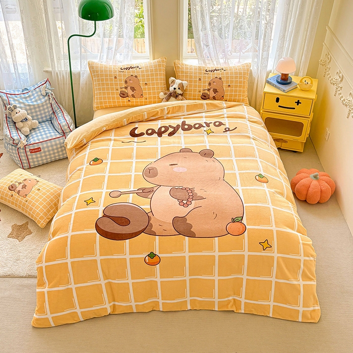 ds生活馆 2025新款大版高克重双面牛奶绒四件套 木鱼巴拉