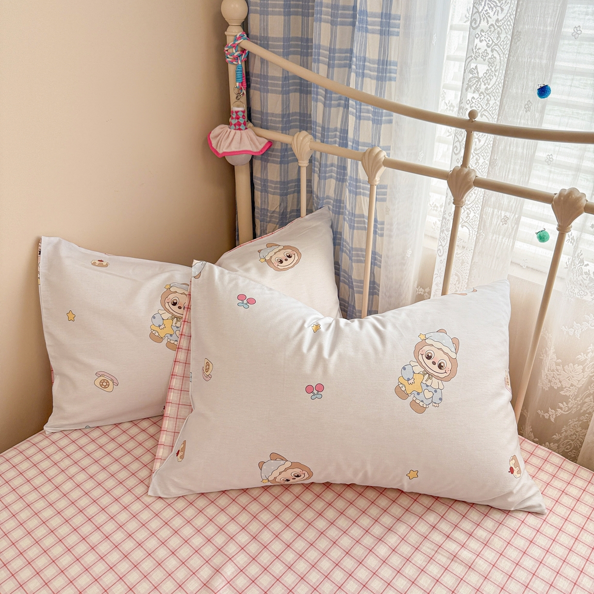 91家纺网 家纺一手货源 找家纺 呗旺鹿 2025新款全棉纯棉大眼娃娃毛巾绣四件套第二波 奶蓝色晚安大眼娃娃