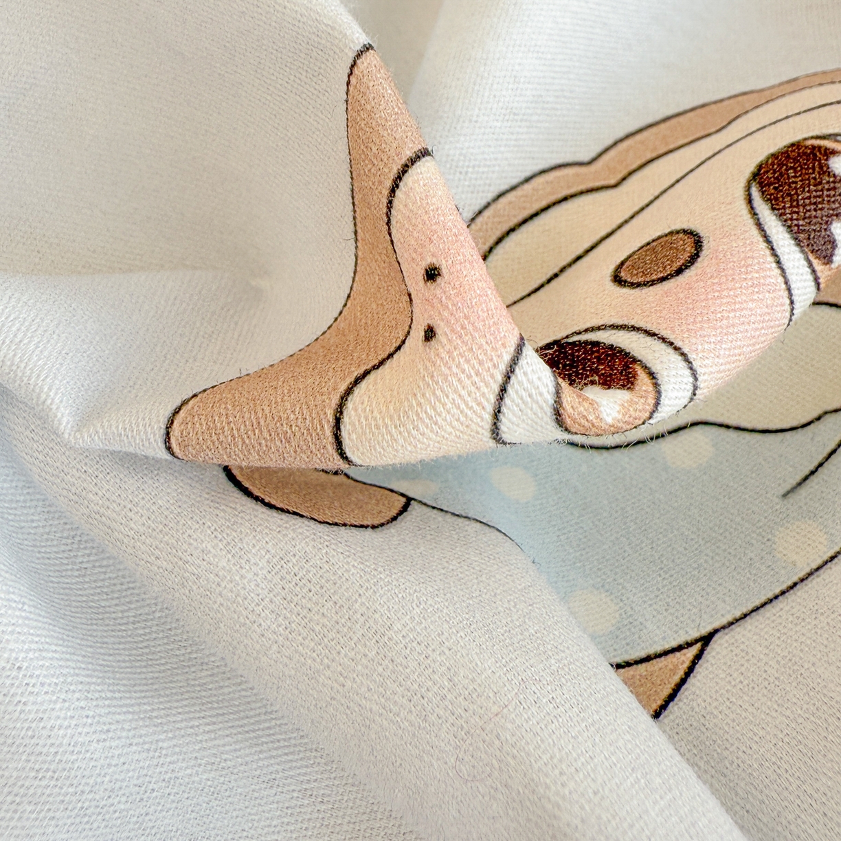 91家纺网 家纺一手货源 找家纺 呗旺鹿 2025新款全棉纯棉大眼娃娃毛巾绣四件套第二波 奶蓝色晚安大眼娃娃