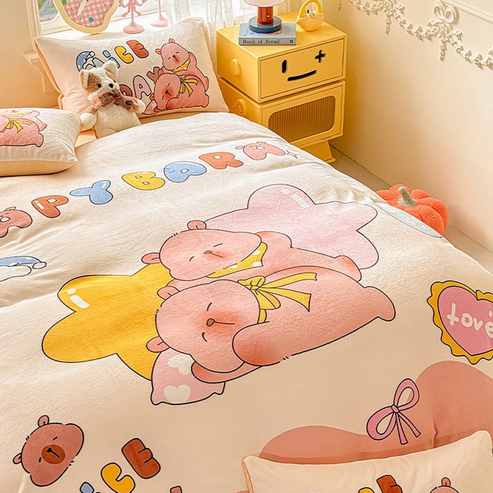 91家纺网 家纺一手货源 找家纺 ds生活馆 2025新款大版高克重双面牛奶绒四件套 睡梦巴拉