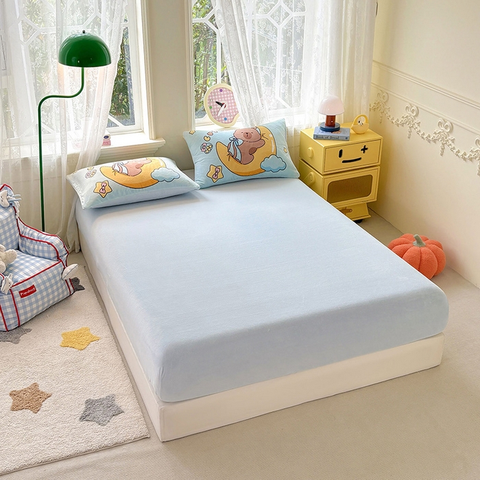 91家纺网 家纺一手货源 找家纺 ds生活馆 2025新款大版高克重双面牛奶绒四件套 晚安巴拉