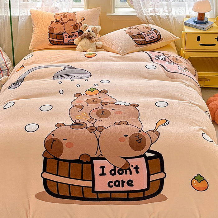 91家纺网 家纺一手货源 找家纺 ds生活馆 2025新款大版高克重双面牛奶绒四件套 洗白白