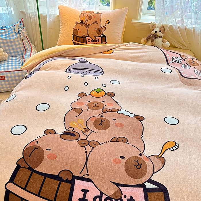 91家纺网 家纺一手货源 找家纺 ds生活馆 2025新款大版高克重双面牛奶绒四件套 洗白白