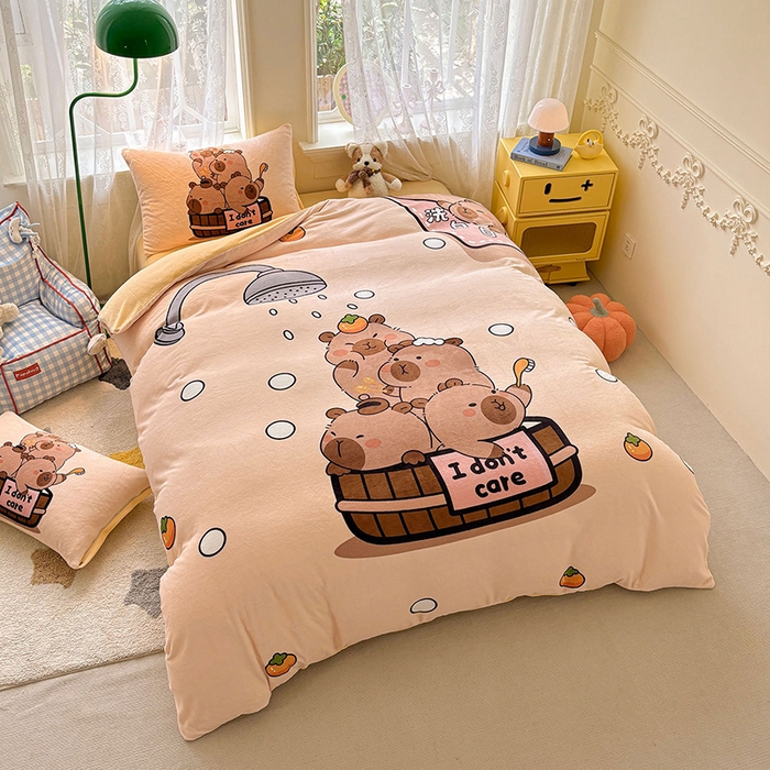 91家纺网 家纺一手货源 找家纺 ds生活馆 2025新款大版高克重双面牛奶绒四件套 洗白白