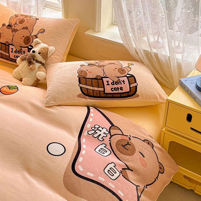 91家纺网 家纺一手货源 找家纺 ds生活馆 2025新款大版高克重双面牛奶绒四件套 洗白白