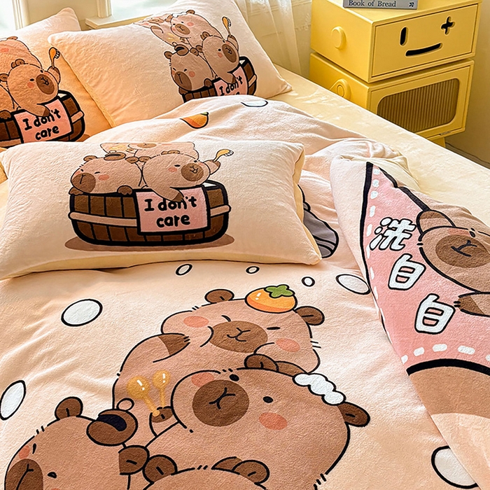 91家纺网 家纺一手货源 找家纺 ds生活馆 2025新款大版高克重双面牛奶绒四件套 洗白白