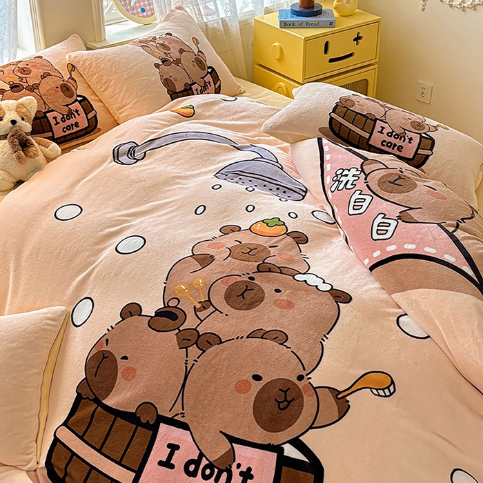 91家纺网 家纺一手货源 找家纺 ds生活馆 2025新款大版高克重双面牛奶绒四件套 洗白白