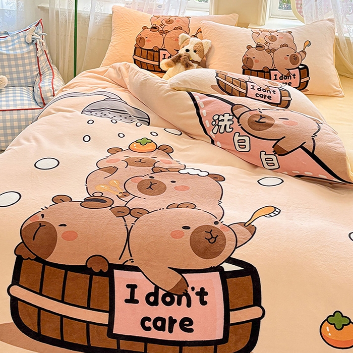 91家纺网 家纺一手货源 找家纺 ds生活馆 2025新款大版高克重双面牛奶绒四件套 洗白白