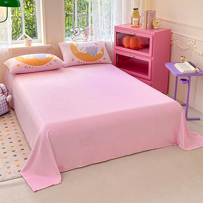 91家纺网 家纺一手货源 找家纺 ds生活馆 2025新款大版高克重双面牛奶绒四件套 月亮兔