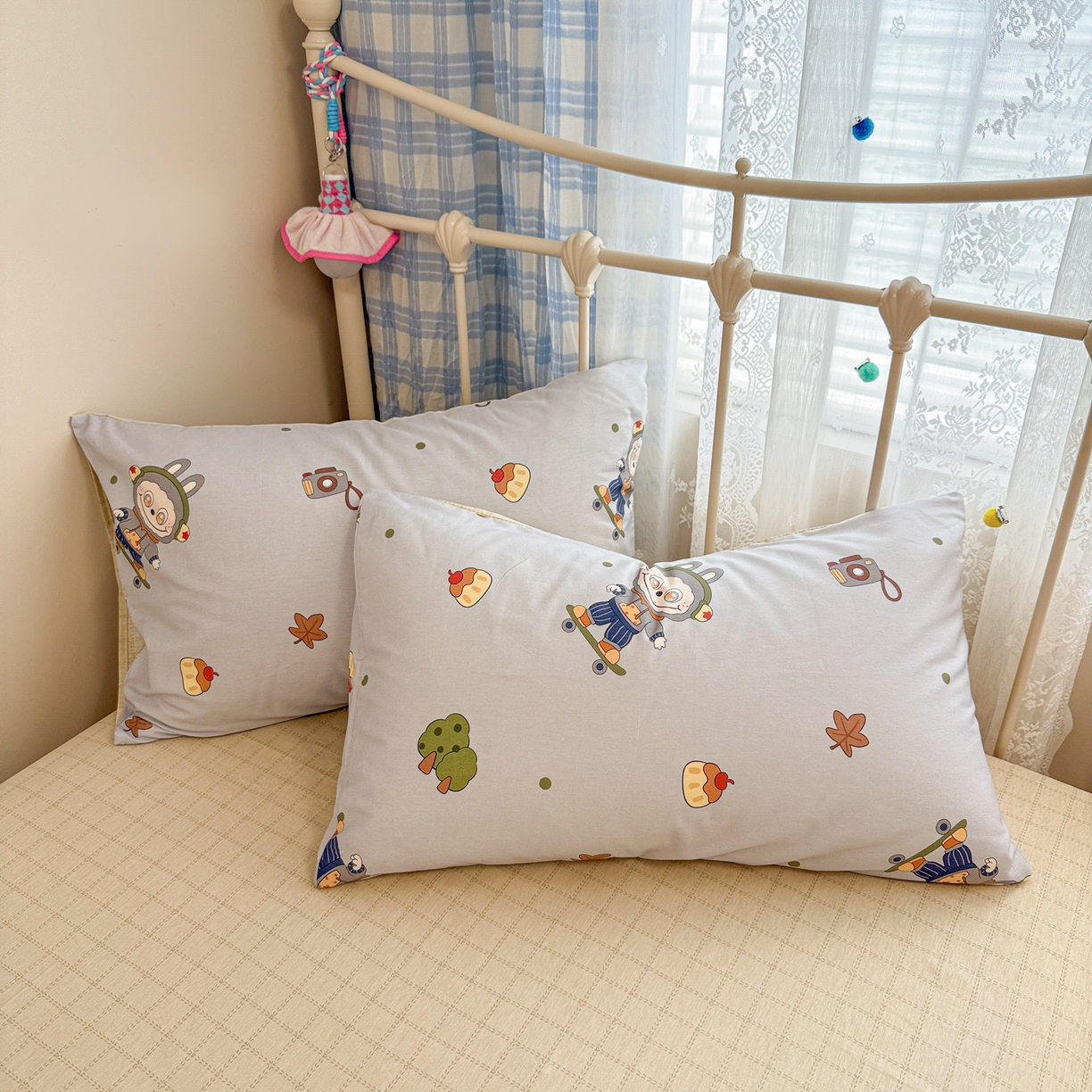 91家纺网 家纺一手货源 找家纺 呗旺鹿 2025新款全棉纯棉大眼娃娃毛巾绣四件套第二波 滑板大眼娃娃