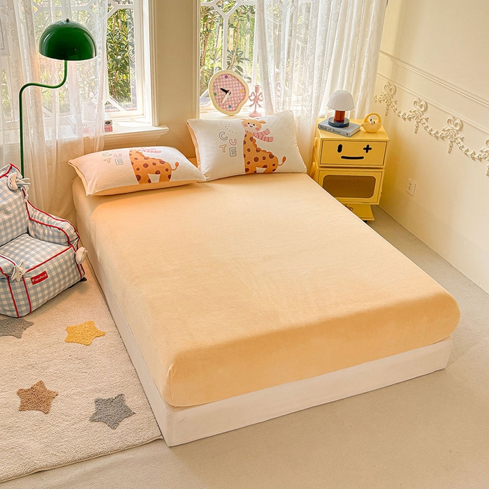 91家纺网 家纺一手货源 找家纺 ds生活馆 2025新款大版高克重双面牛奶绒四件套 长颈鹿