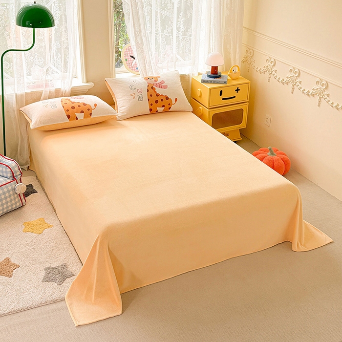 91家纺网 家纺一手货源 找家纺 ds生活馆 2025新款大版高克重双面牛奶绒四件套 长颈鹿