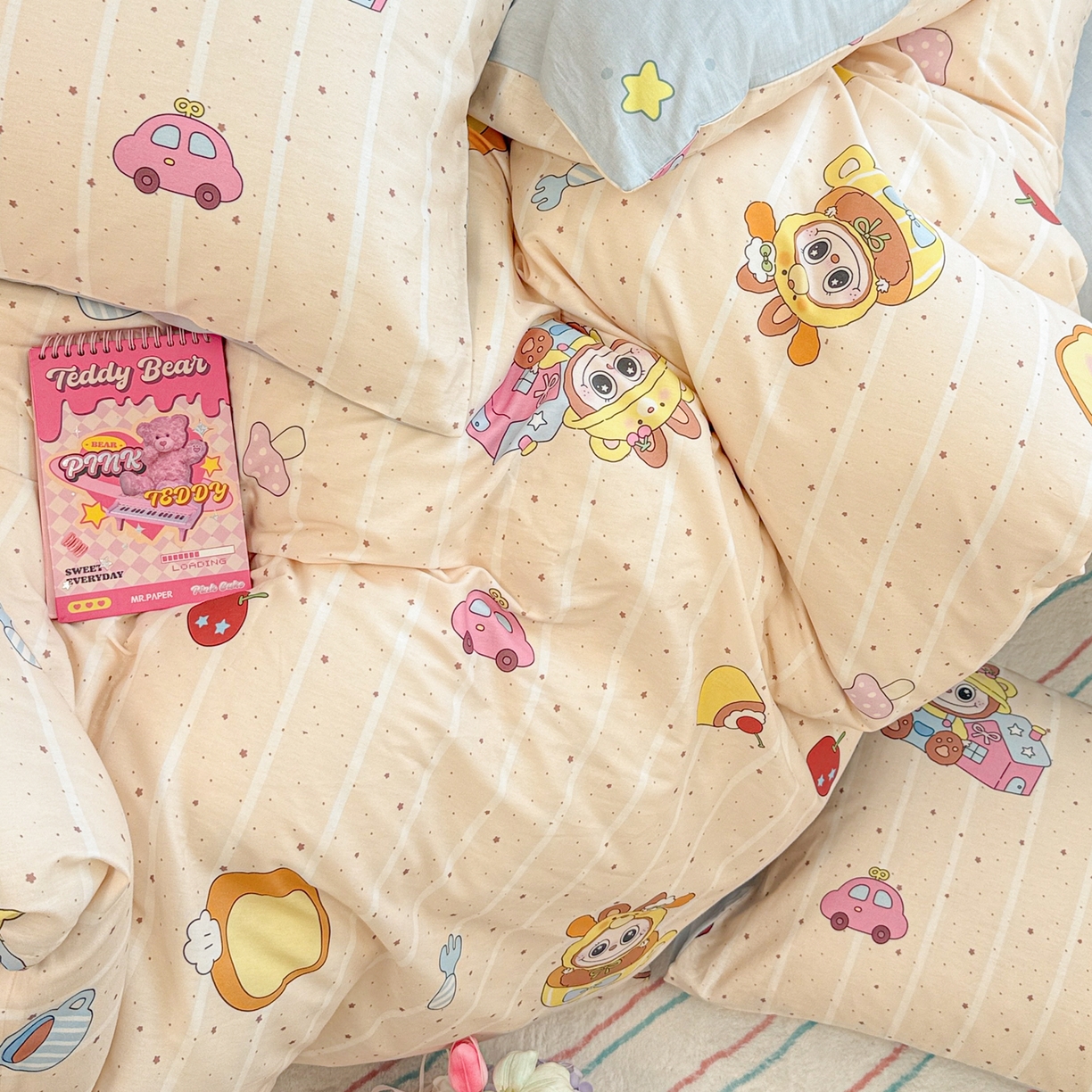 91家纺网 家纺一手货源 找家纺 呗旺鹿 2025新款全棉纯棉大眼娃娃毛巾绣四件套第二波 软萌杯子大眼娃娃