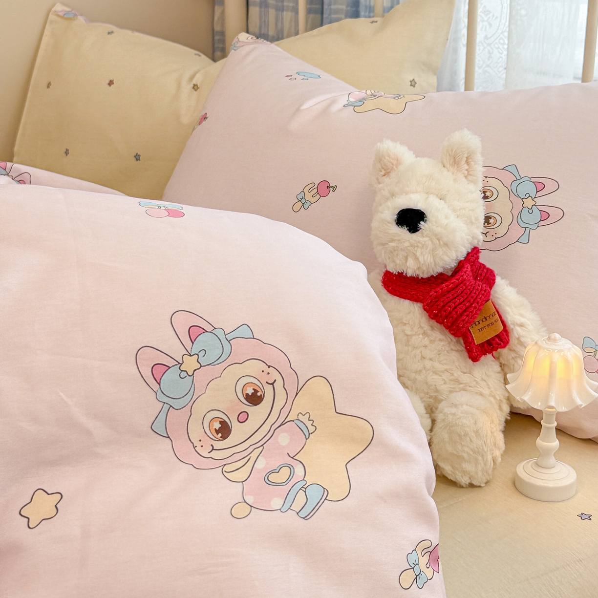 91家纺网 家纺一手货源 找家纺 呗旺鹿 2025新款全棉纯棉大眼娃娃毛巾绣四件套第二波 少女星大眼娃娃