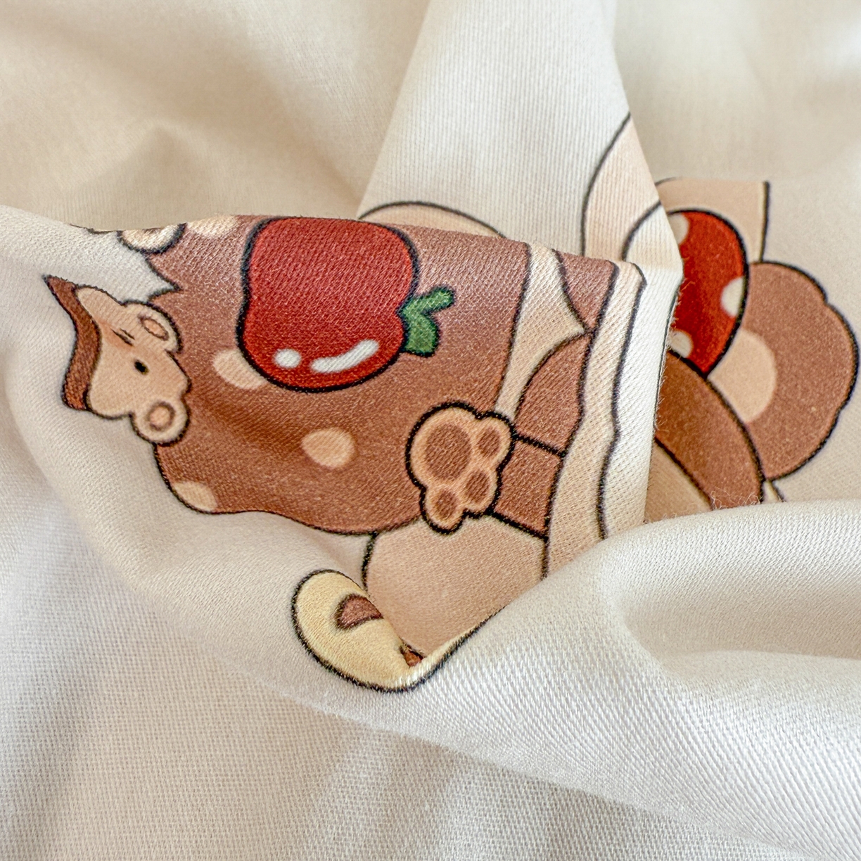 91家纺网 家纺一手货源 找家纺 呗旺鹿 2025新款全棉纯棉大眼娃娃毛巾绣四件套第二波 棕色系面包大眼娃娃