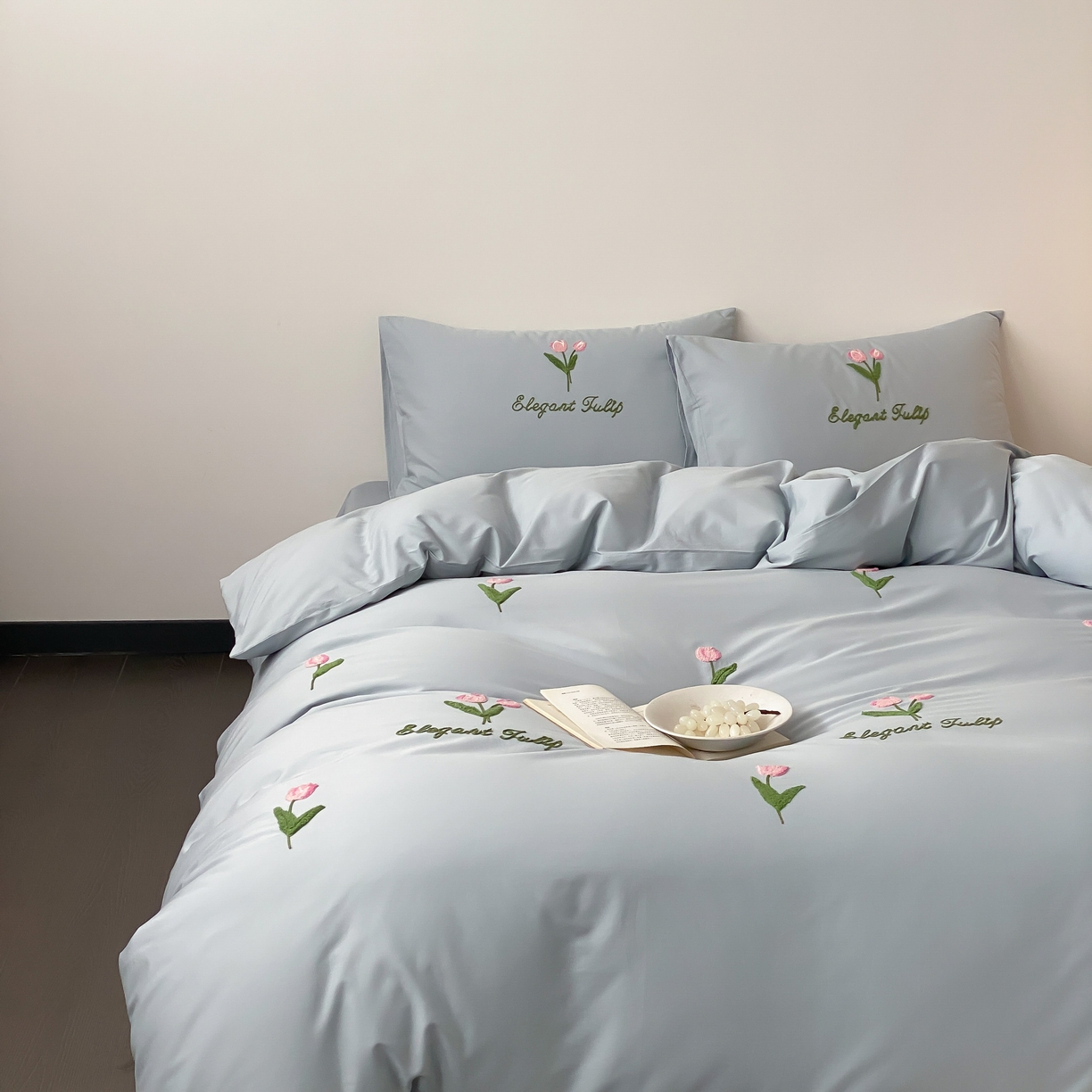 三味舒屋 2025新款全棉纯棉水洗棉毛巾绣四件套 郁支浪漫-兰