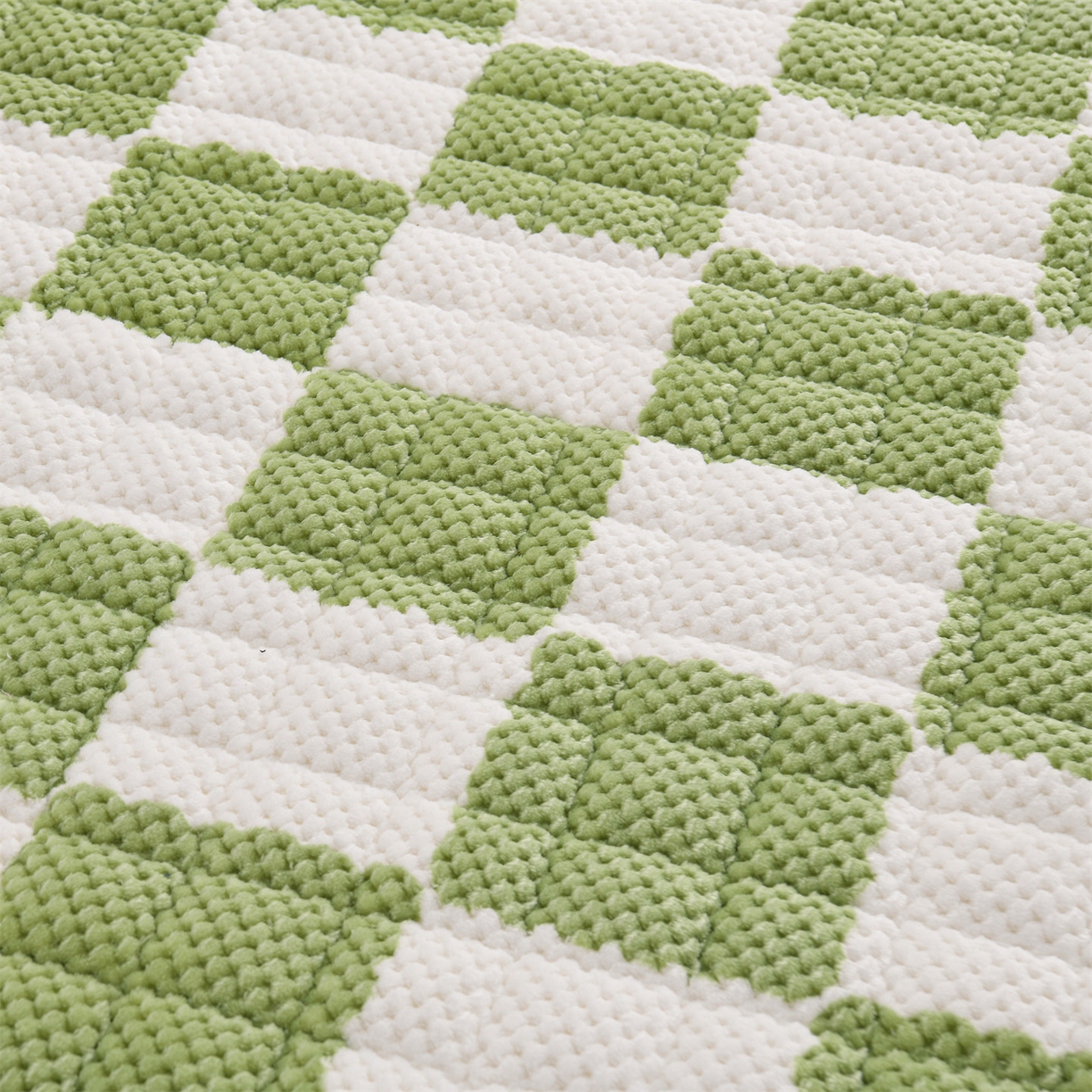 91家纺网 家纺一手货源 找家纺 云木里 2025新款速暖豆豆绒夹棉床笠 抹茶绿