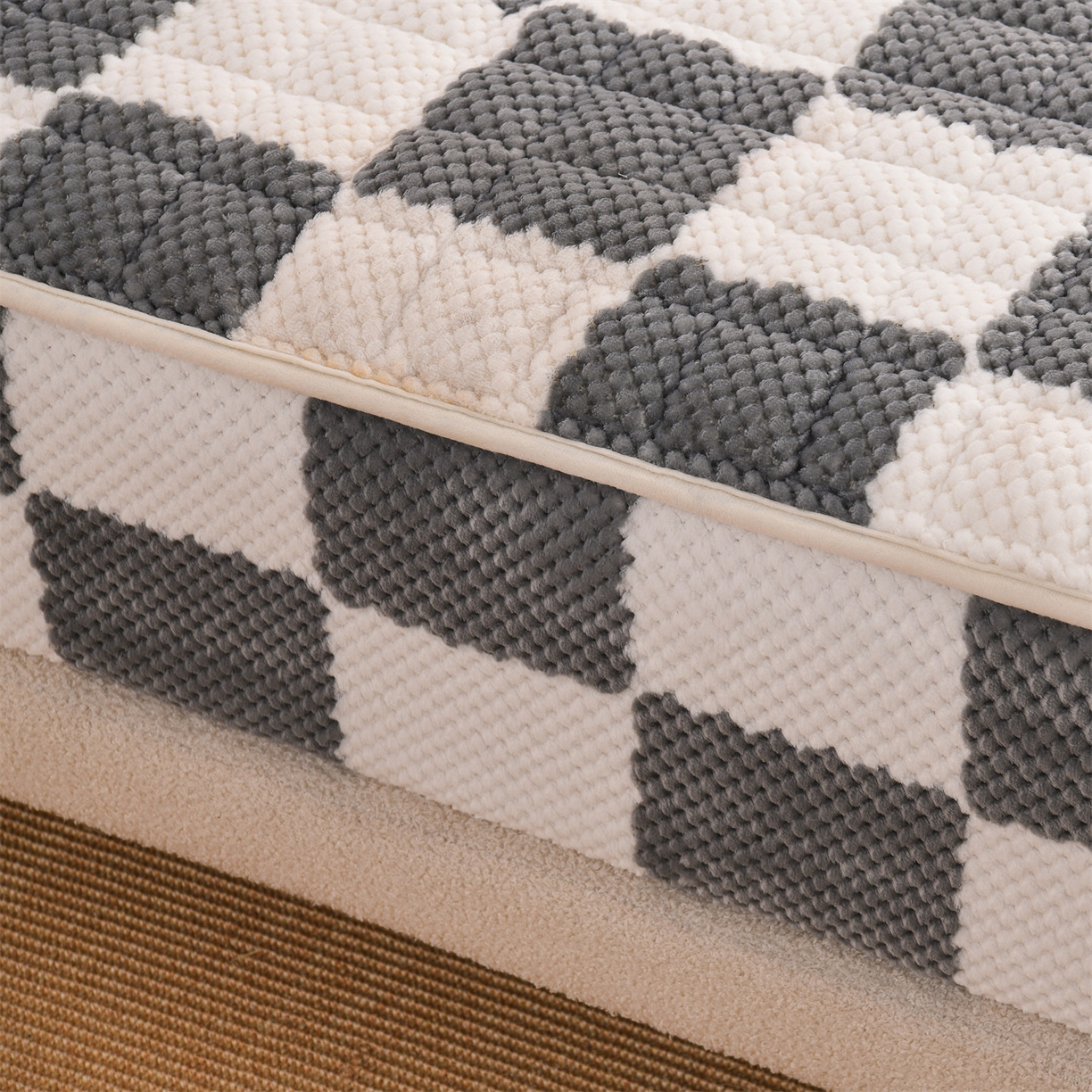 91家纺网 家纺一手货源 找家纺 云木里 2025新款速暖豆豆绒夹棉床笠 浅灰