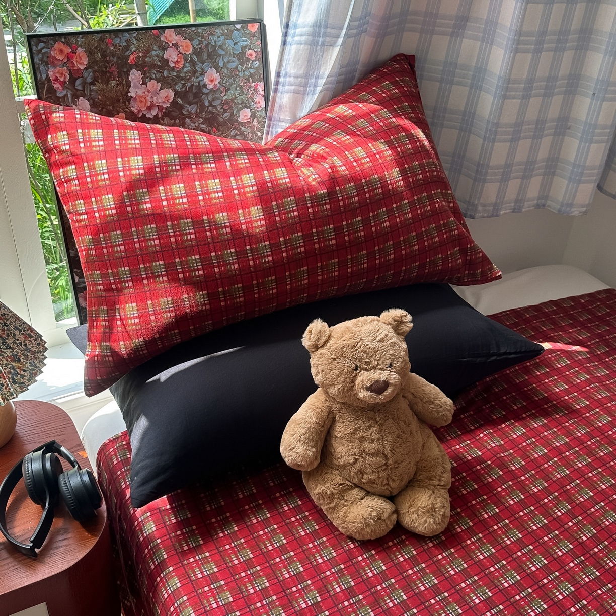 91家纺网 家纺一手货源 找家纺 花伞家居 2025新款小众高级感纯色花卉拼色加厚水洗棉四件套【提供买家秀】 问仟-焦糖