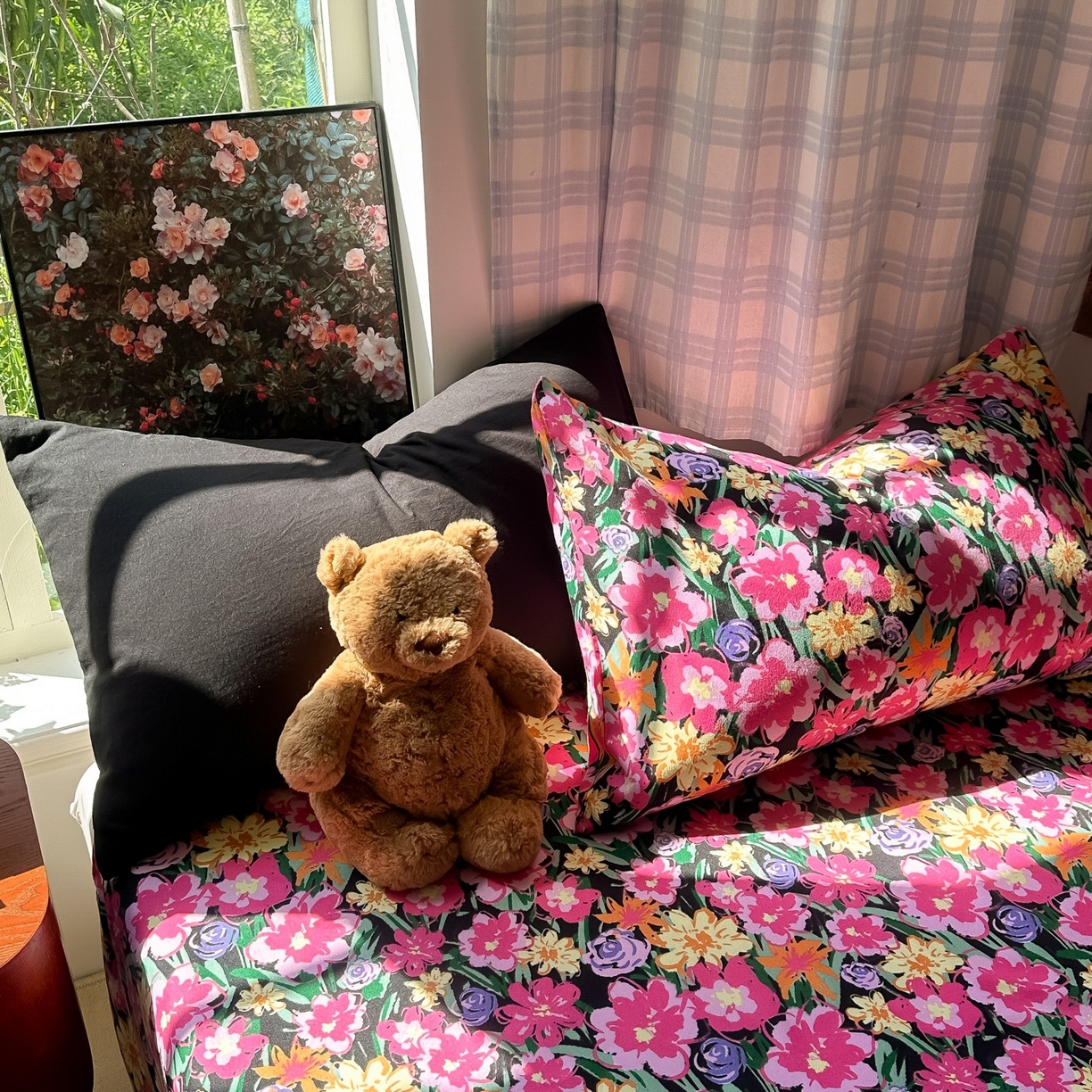 91家纺网 家纺一手货源 找家纺 花伞家居 2025新款小众高级感纯色花卉拼色加厚水洗棉四件套【提供买家秀】 椿屿-奶黄