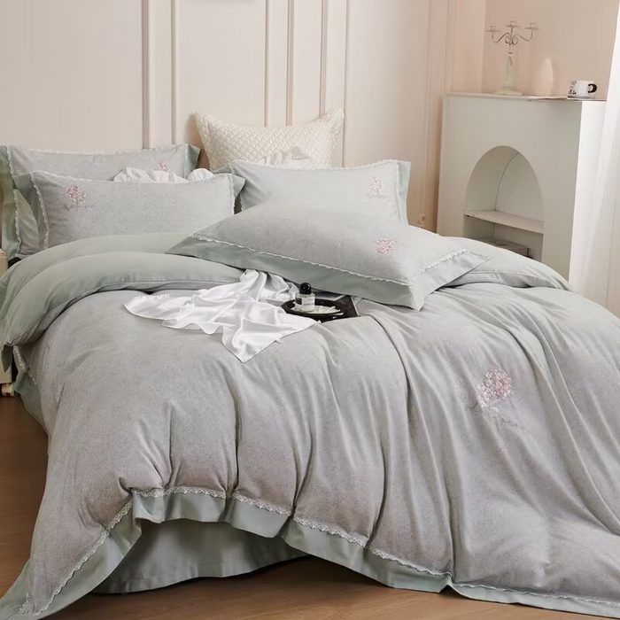 91家纺网 家纺一手货源 找家纺 （总）玖玖爱家纺 2025新款160支花边长绒棉纯棉四件套-卡曼