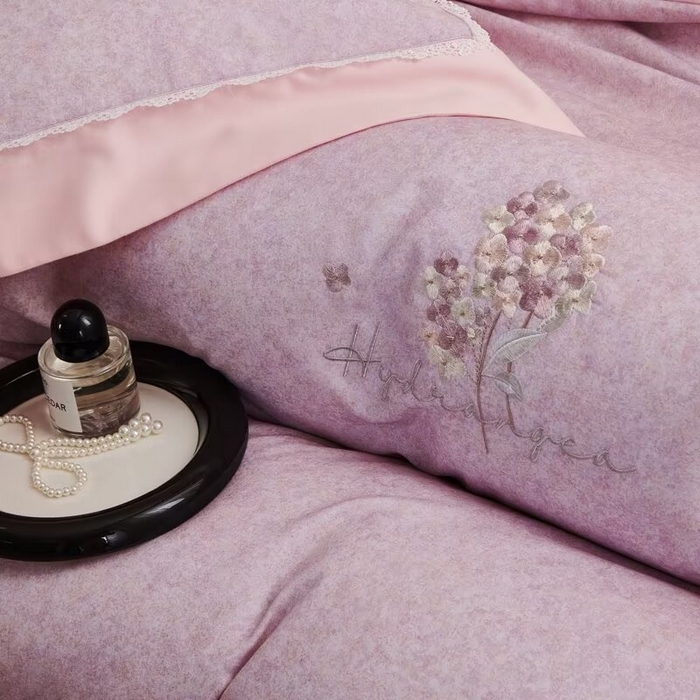 91家纺网 家纺一手货源 找家纺 玖玖爱家纺 2025新款160支花边长绒棉纯棉四件套-卡曼 卡曼-粉豆沙