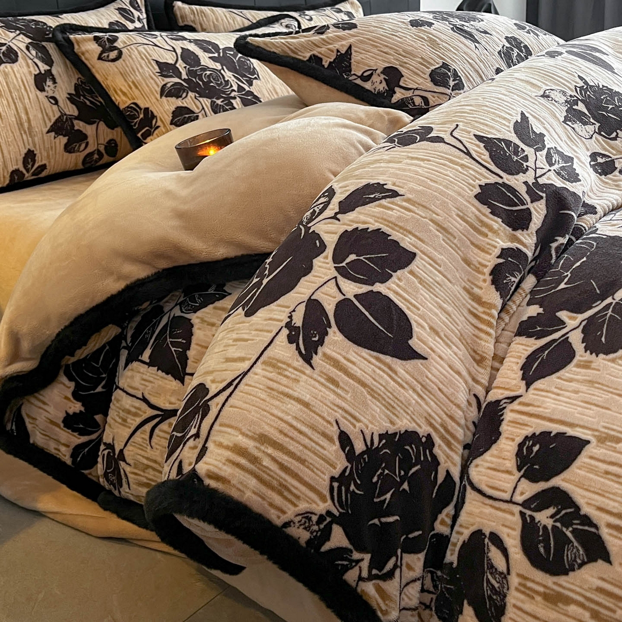 91家纺网 家纺一手货源 找家纺 （总）狂想家 2025新款包边加厚雕花牛奶绒四件套