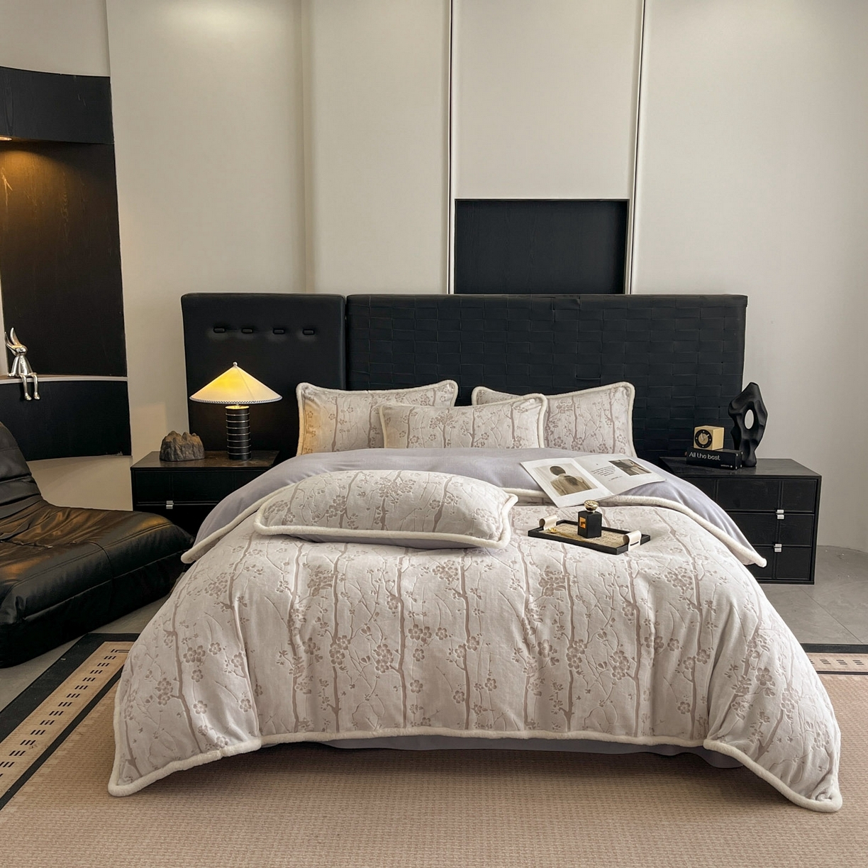 91家纺网 家纺一手货源 找家纺 狂想家 2025新款包边加厚雕花牛奶绒四件套 暖冬-香芋紫