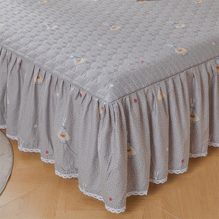 91家纺网 家纺一手货源 找家纺 缦彩 2025新款韩版全棉公主风夹棉床裙四件套纯棉花边加厚床罩套件 小萝莉