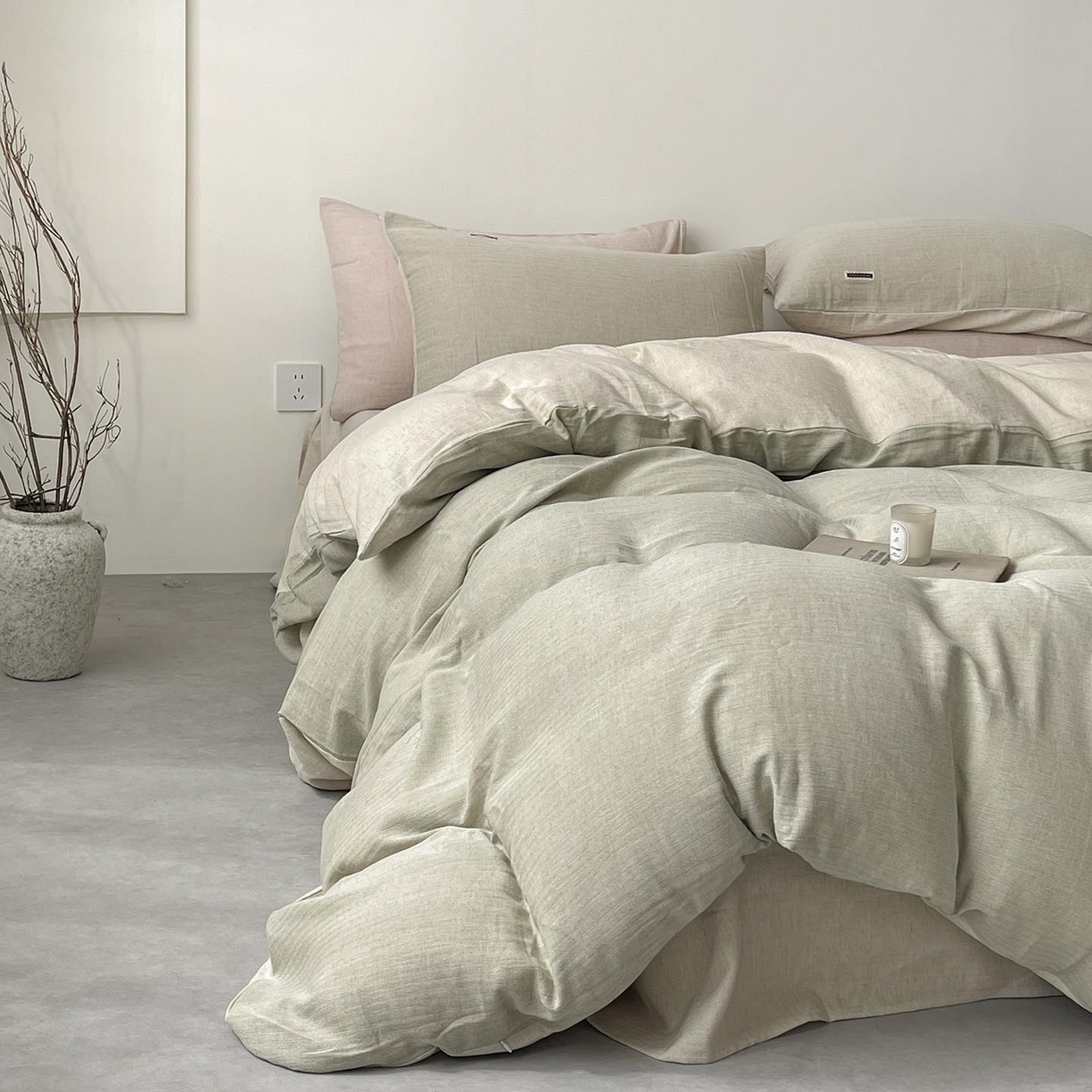 91家纺网 家纺一手货源 找家纺 （总）2025新款休闲风超柔棉麻四件套简约纯棉全棉复古风素色亚麻高端床上用品四季通用