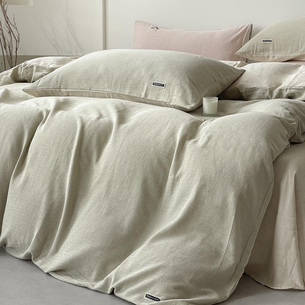 91家纺网 家纺一手货源 找家纺 （总）2025新款休闲风超柔棉麻四件套简约纯棉全棉复古风素色亚麻高端床上用品四季通用