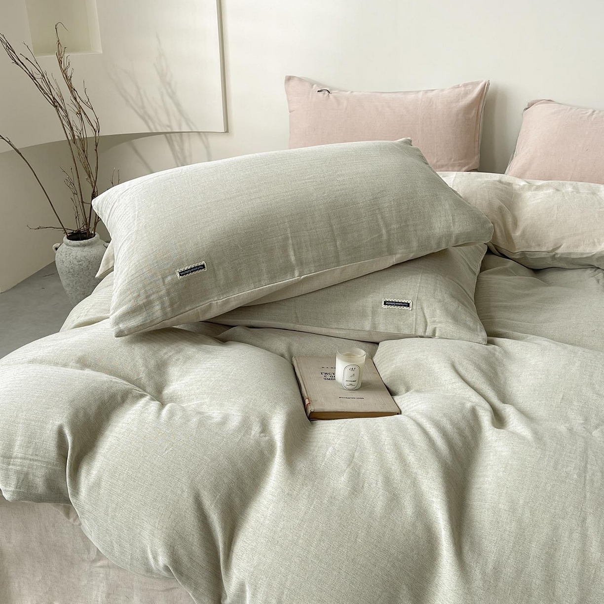 91家纺网 家纺一手货源 找家纺 （总）2025新款休闲风超柔棉麻四件套简约纯棉全棉复古风素色亚麻高端床上用品四季通用