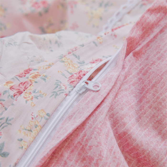 91家纺网 家纺一手货源 找家纺 缦彩 2025新款韩版100%全棉公主风夹棉床裙纯棉花边加厚床罩单件 缤纷绮梦