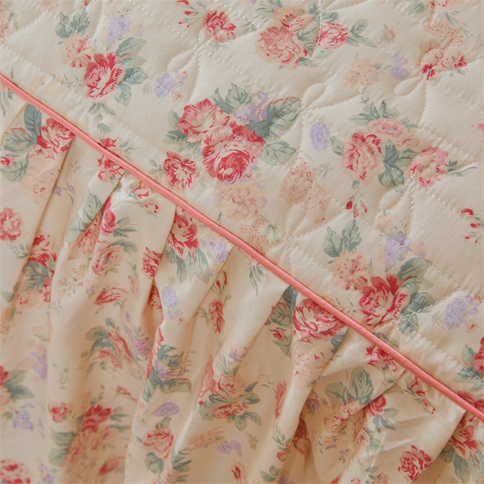 91家纺网 家纺一手货源 找家纺 缦彩 2025新款韩版100%全棉公主风夹棉床裙纯棉花边加厚床罩单件 蒂芙尼