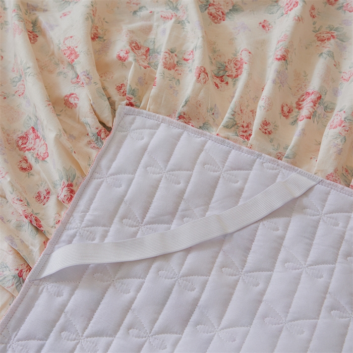 91家纺网 家纺一手货源 找家纺 缦彩 2025新款韩版100%全棉公主风夹棉床裙纯棉花边加厚床罩单件 蒂芙尼