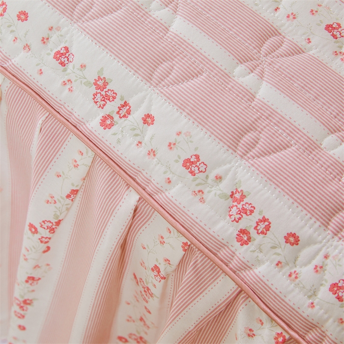 91家纺网 家纺一手货源 找家纺 缦彩 2025新款韩版100%全棉公主风夹棉床裙纯棉花边加厚床罩单件 多丽粉