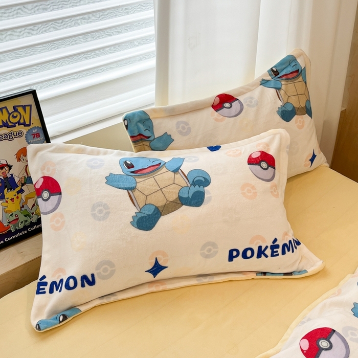 91家纺网 家纺一手货源 找家纺 暮思家居 2025新款正版授权宝可梦数码印花高克重加厚保暖牛奶绒四件套 绒小版-杰尼龟