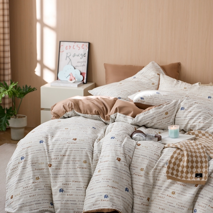 91家纺网 家纺一手货源 找家纺 千朵森 2025新款亲肤舒适高品质双层纱套件四件套-西海 西海—象言