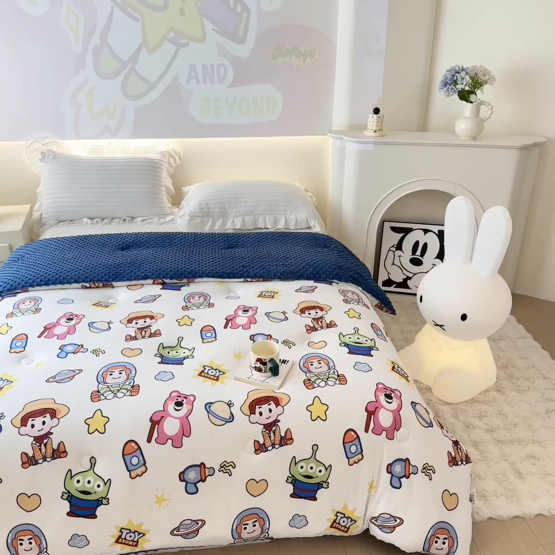 91家纺网 家纺一手货源 找家纺 （总）晚爱家纺（原晚安家居） 迪士尼豆豆被A类针织棉儿童大豆被春秋冬被子被芯豆豆绒