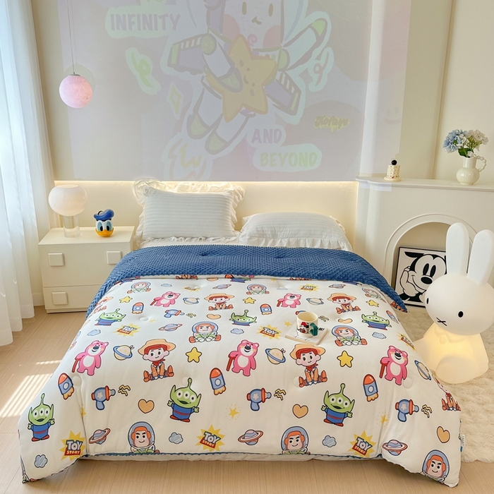 91家纺网 家纺一手货源 找家纺 （总）晚爱家纺（原晚安家居） 迪士尼豆豆被A类针织棉儿童大豆被春秋冬被子被芯豆豆绒