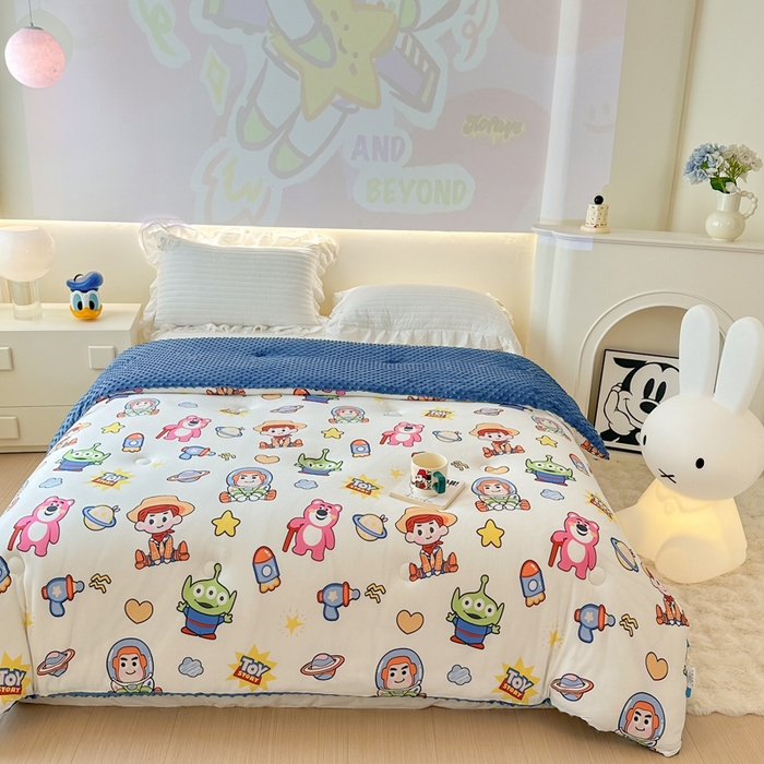 91家纺网 家纺一手货源 找家纺 （总）晚爱家纺（原晚安家居） 迪士尼豆豆被A类针织棉儿童大豆被春秋冬被子被芯豆豆绒