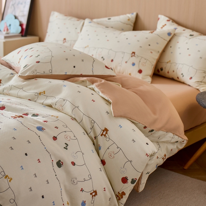 91家纺网 家纺一手货源 找家纺 千朵森 2025新款亲肤舒适高品质双层纱套件四件套-西海 西海—派对