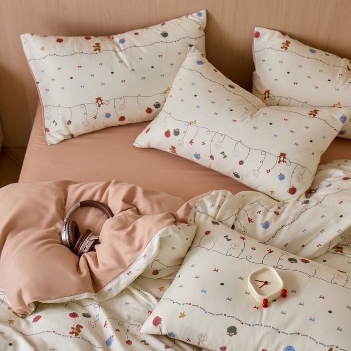 91家纺网 家纺一手货源 找家纺 千朵森 2025新款亲肤舒适高品质双层纱套件四件套-西海 西海—派对