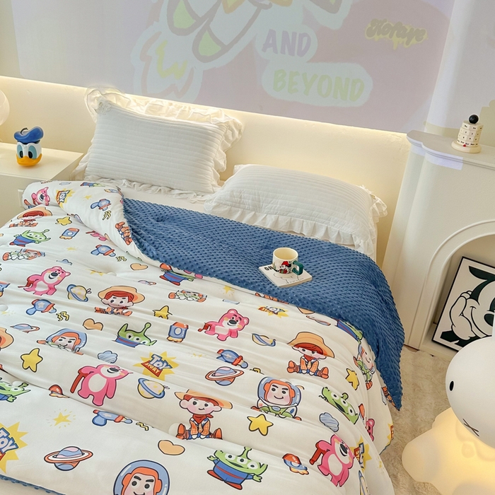91家纺网 家纺一手货源 找家纺 （总）晚爱家纺（原晚安家居） 迪士尼豆豆被A类针织棉儿童大豆被春秋冬被子被芯豆豆绒