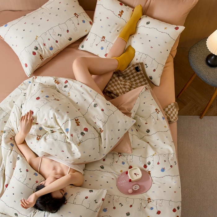 91家纺网 家纺一手货源 找家纺 千朵森 2025新款亲肤舒适高品质双层纱套件四件套-西海 西海—派对