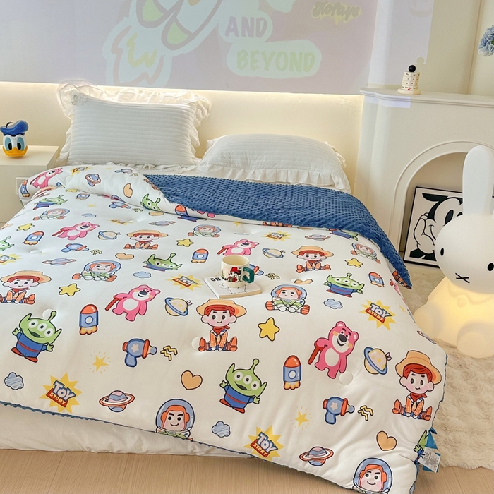 91家纺网 家纺一手货源 找家纺 （总）晚爱家纺（原晚安家居） 迪士尼豆豆被A类针织棉儿童大豆被春秋冬被子被芯豆豆绒