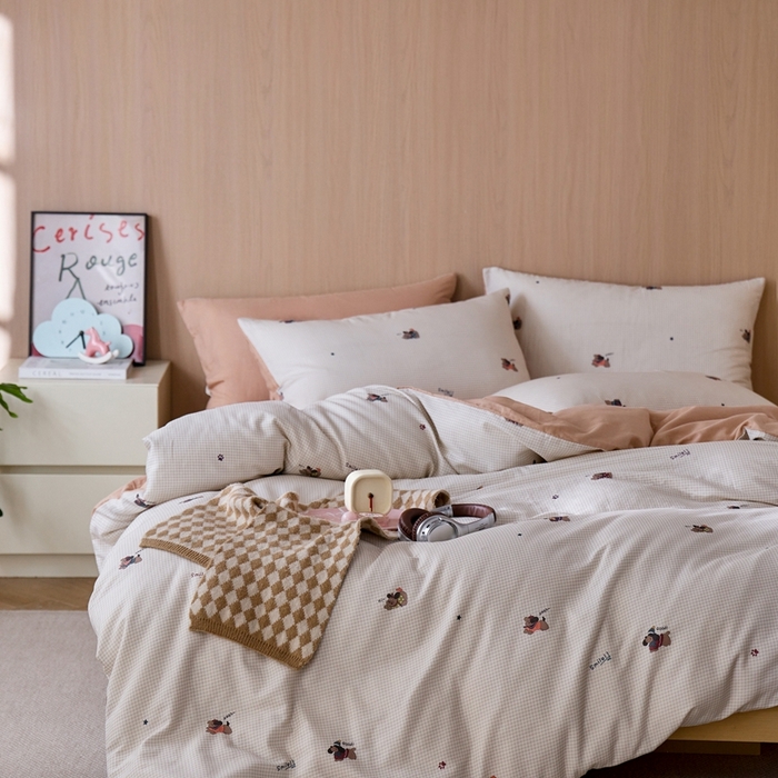 91家纺网 家纺一手货源 找家纺 千朵森 2025新款亲肤舒适高品质双层纱套件四件套-西海 西海—童话