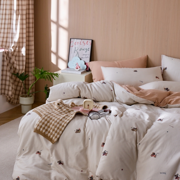 91家纺网 家纺一手货源 找家纺 千朵森 2025新款亲肤舒适高品质双层纱套件四件套-西海 西海—童话